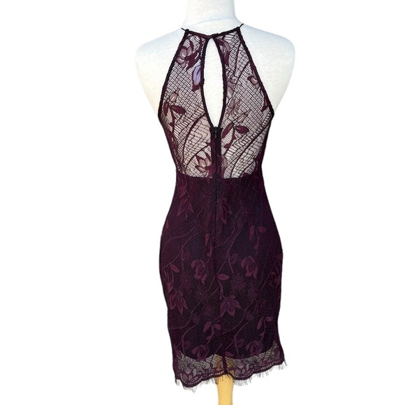 ASTR The Label Purple Eyelash Lace Halter Style Illusion Mini Dress Sexy Size Sm - Picture 3 of 11